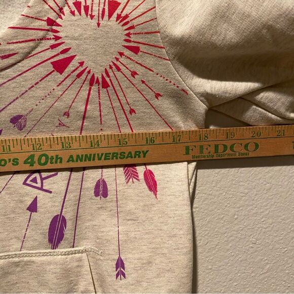 Roxy Sweatshirt Pullover faux fur hood Size Small beachy surfer casual winter - Picture 8 of 8